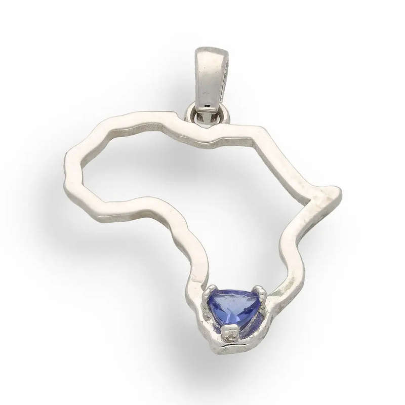 African Continent Tanzanite Pendant - Sterling Silver Heritage Necklace