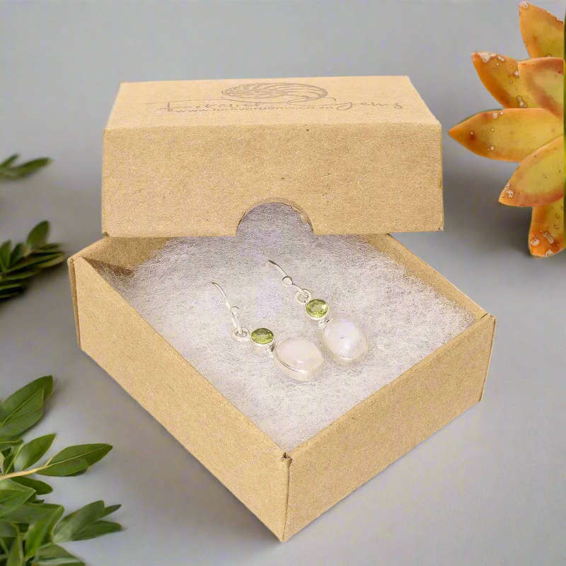 Moonstone & Peridot Sterling Silver Earrings - Intuition & Radiance