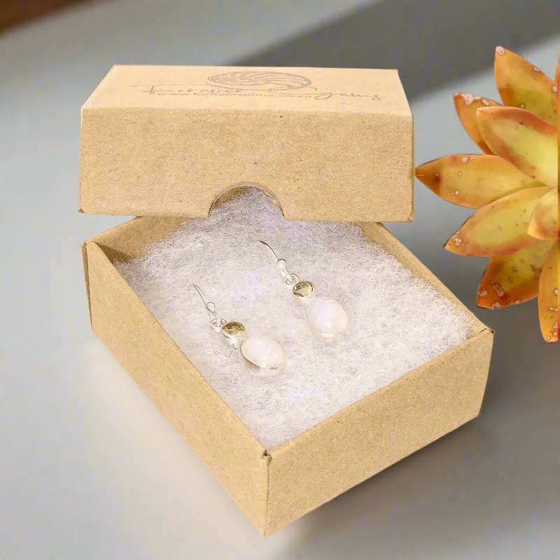Moonstone & Citrine Sterling Silver Earrings - Tranquility & Abundance