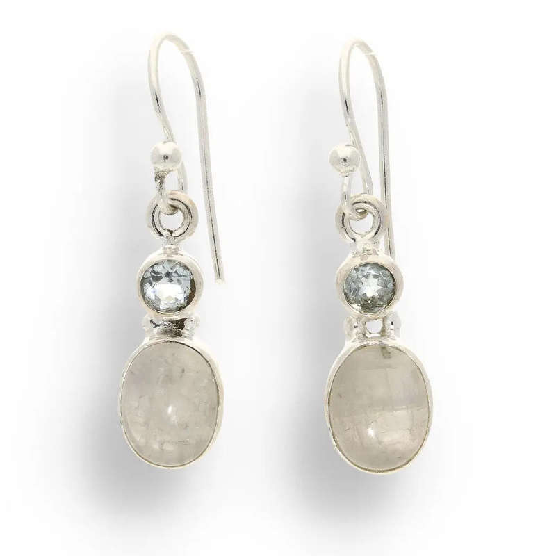 Moonstone & Blue Topaz Sterling Silver Earrings - Calm & Clarity