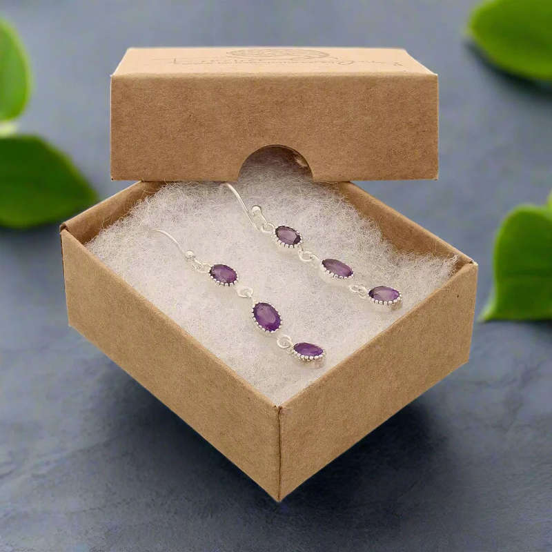 Facet Trio Earrings: Amethyst