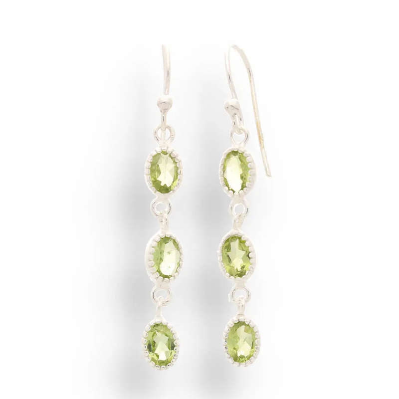 Facet Trio Earrings: Peridot