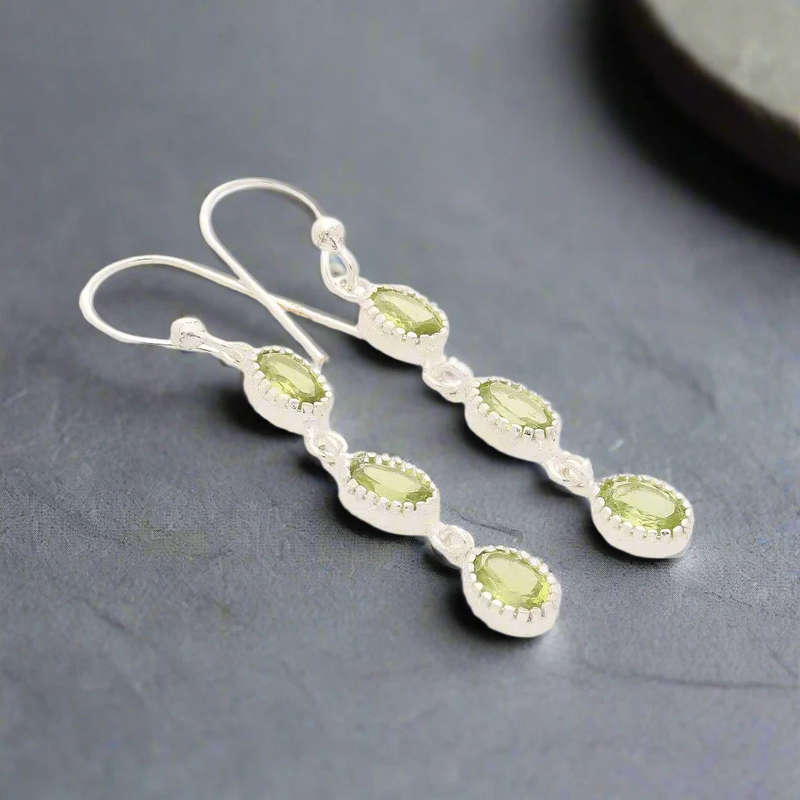 Facet Trio Earrings: Peridot