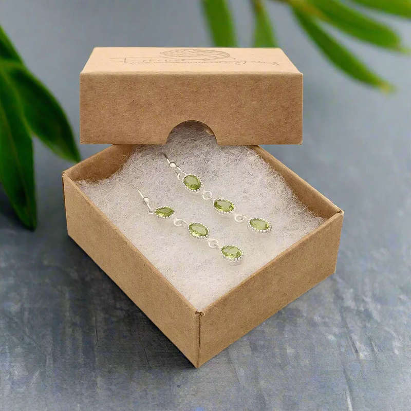 Facet Trio Earrings: Peridot