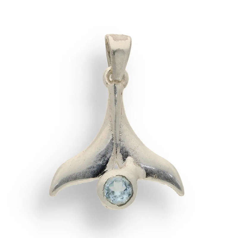 Blue Topaz Whale Tail Pendant - Ocean Whisper
