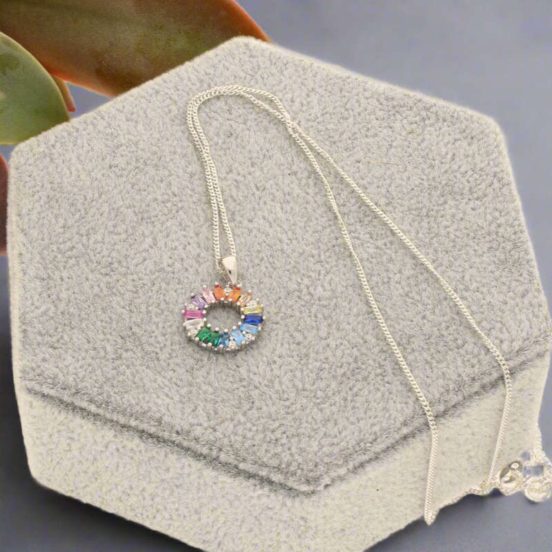 Vibrant Sterling Silver & Cubic Zirconia Halo Necklace