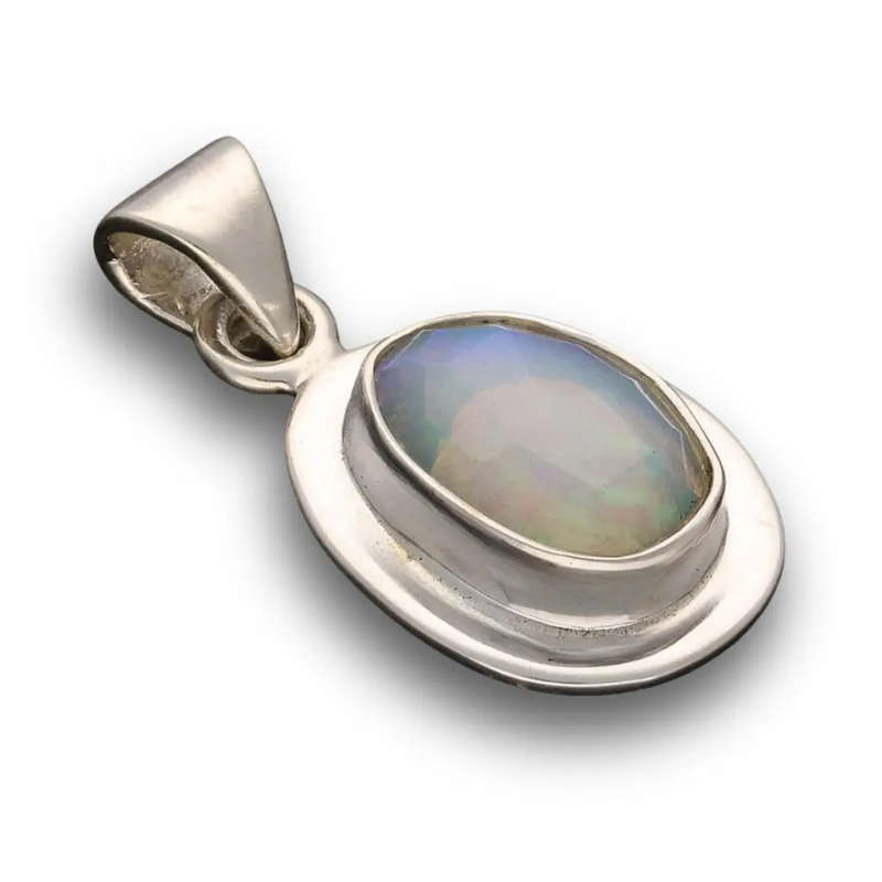 Radiant Ethiopian Opal Sterling Silver Pendant