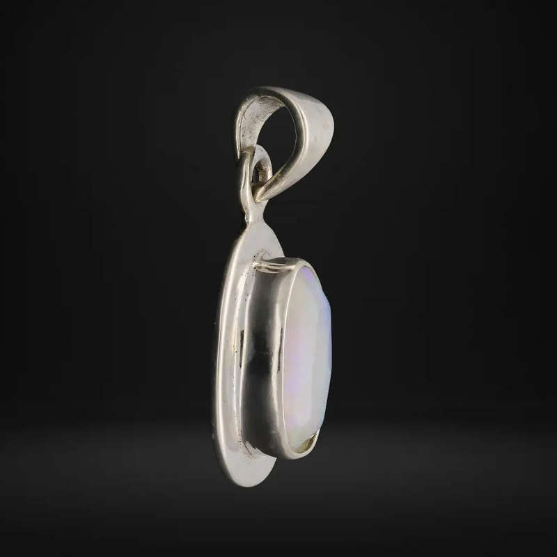 Radiant Ethiopian Opal Sterling Silver Pendant