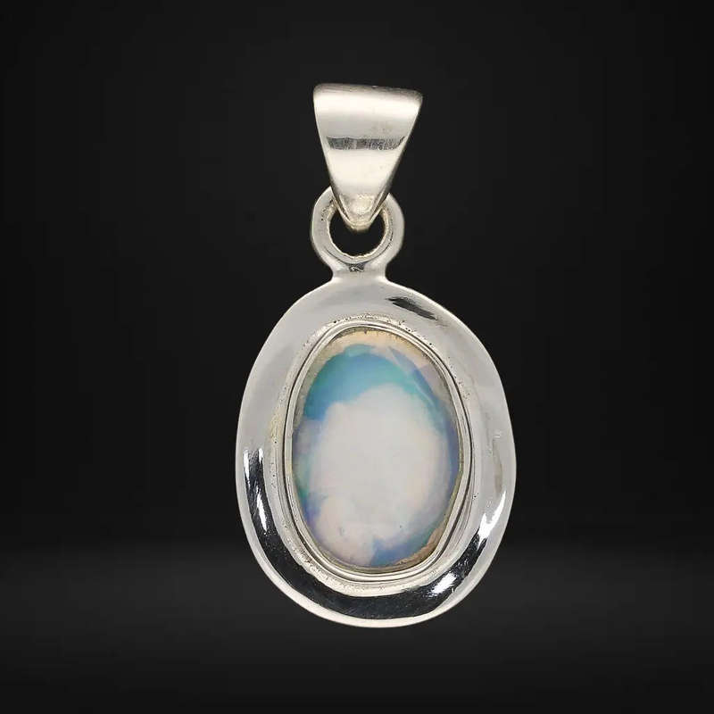 Radiant Ethiopian Opal Sterling Silver Pendant