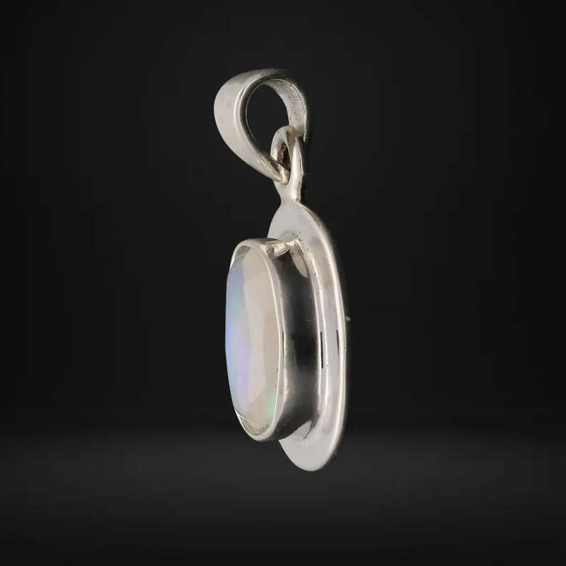 Radiant Ethiopian Opal Sterling Silver Pendant
