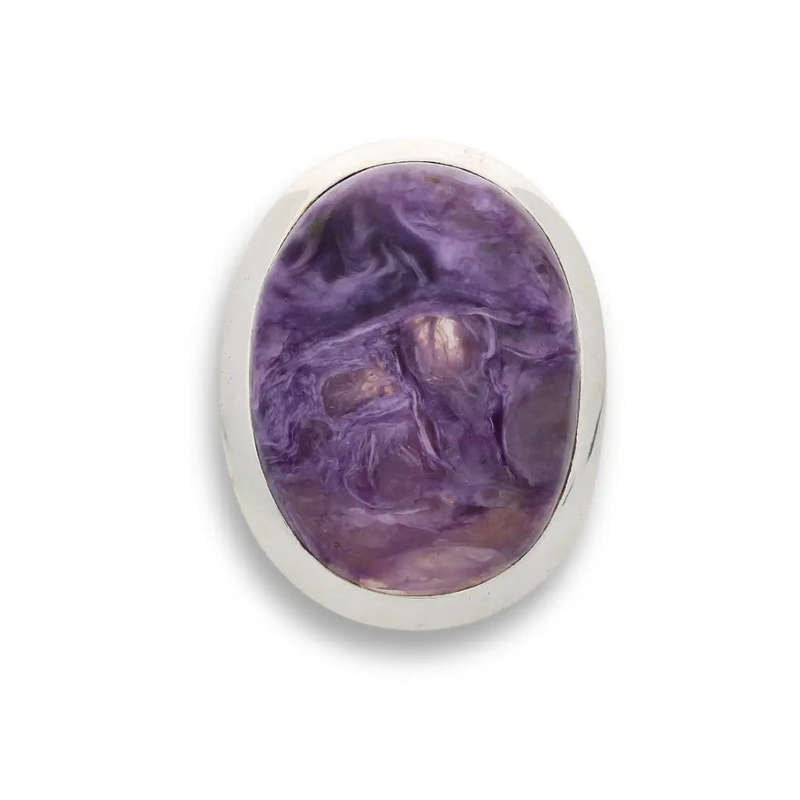 Charoite Charm: Elegant Sterling Silver Rings