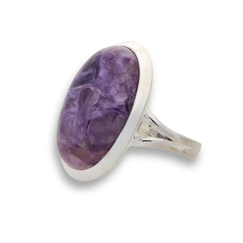 Charoite Charm: Elegant Sterling Silver Rings