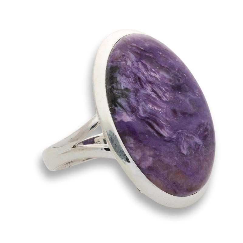 Charoite Charm: Elegant Sterling Silver Rings