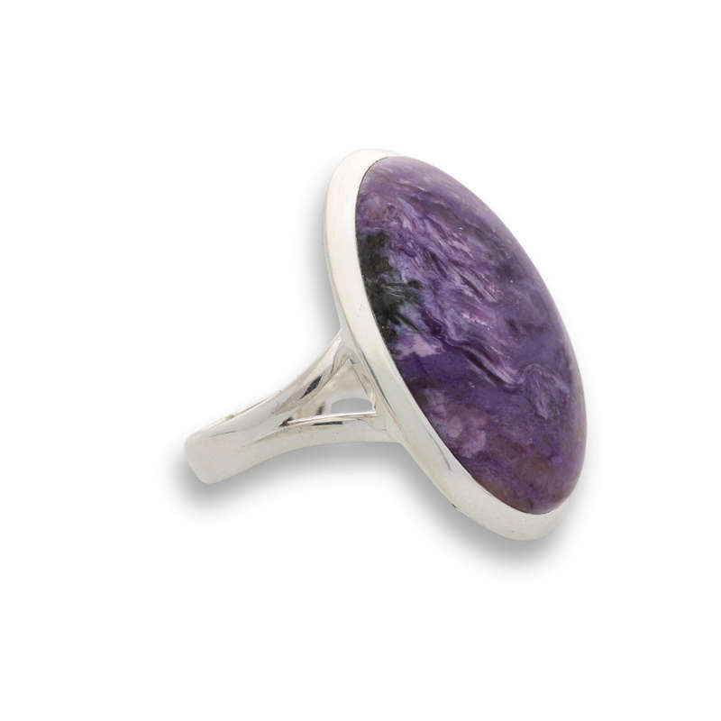 Charoite Charm: Elegant Sterling Silver Rings