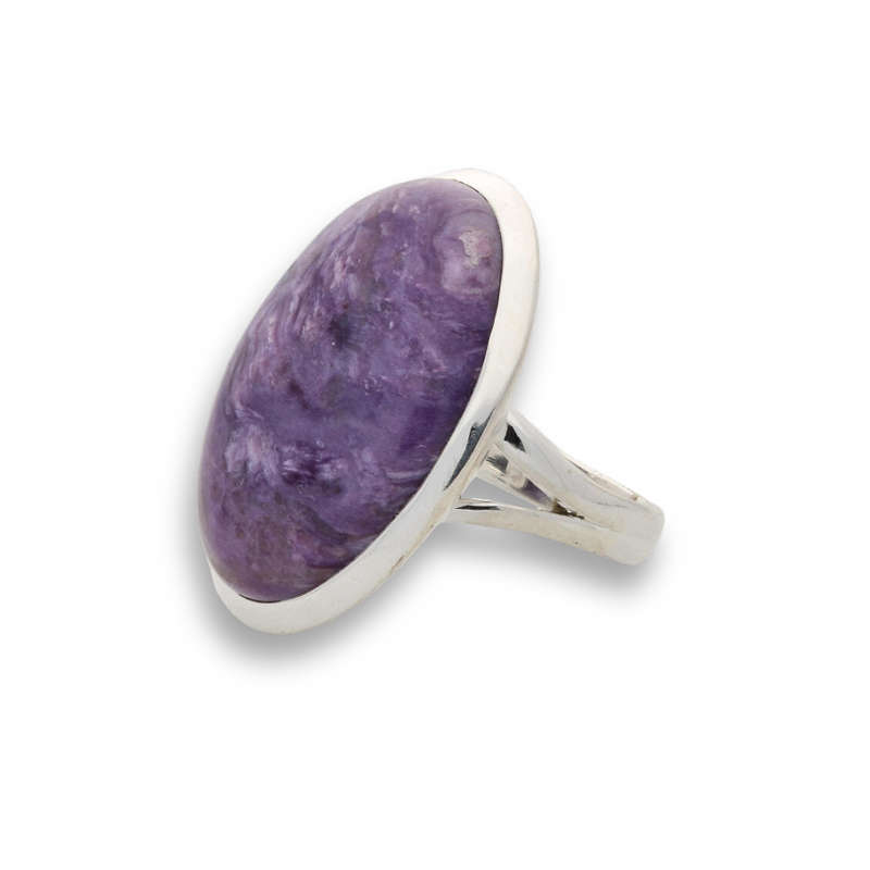 Charoite Charm: Elegant Sterling Silver Rings