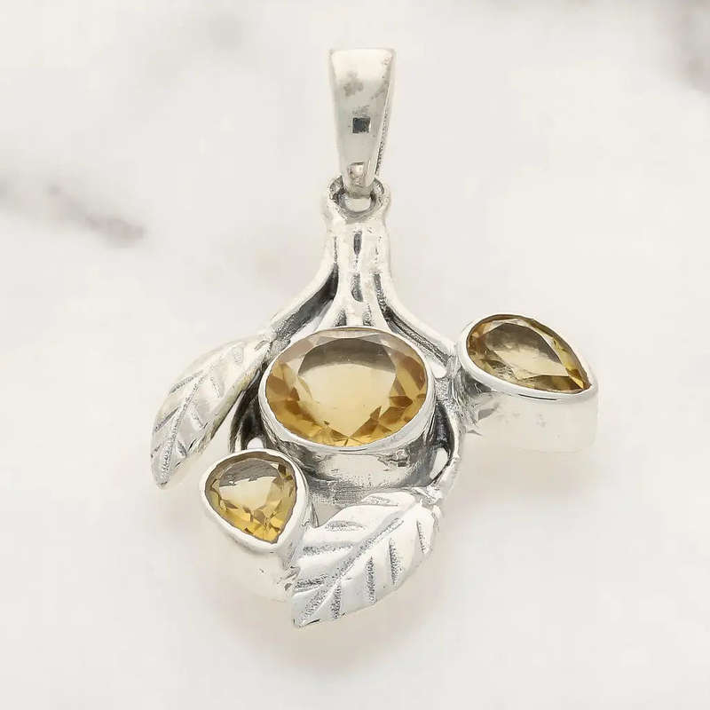 Leafy Charms  Sterling Silver with Citrine Sparkle
