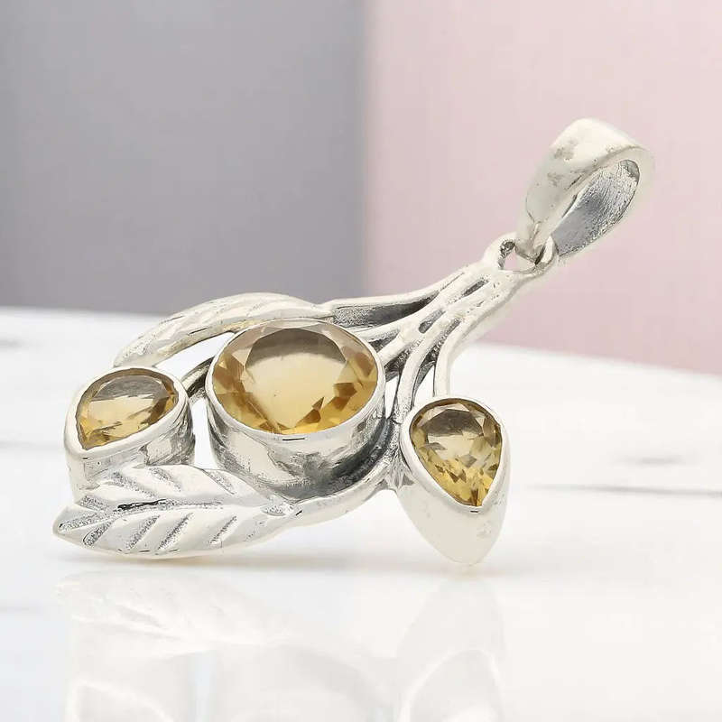 Leafy Charms  Sterling Silver with Citrine Sparkle