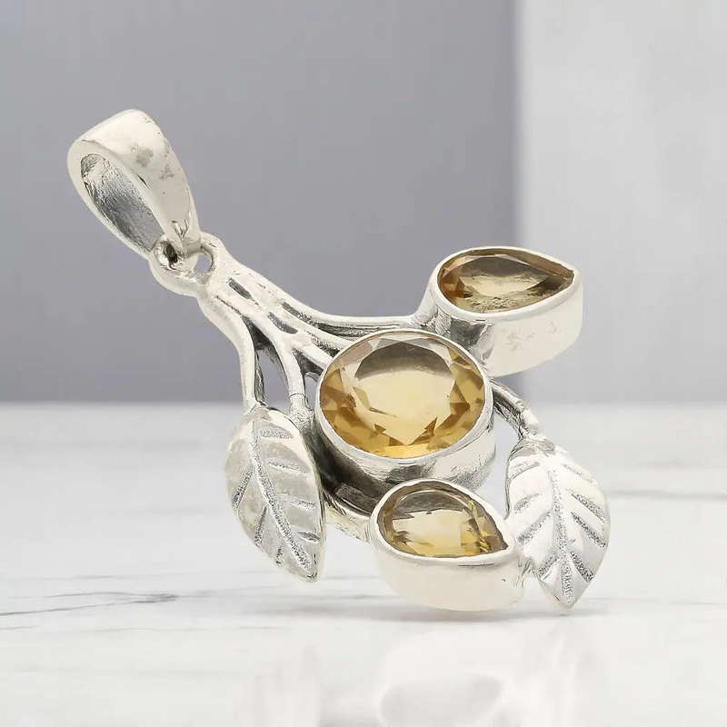Leafy Charms  Sterling Silver with Citrine Sparkle