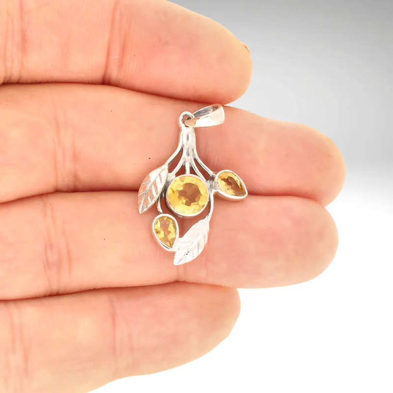 Leafy Charms  Sterling Silver with Citrine Sparkle