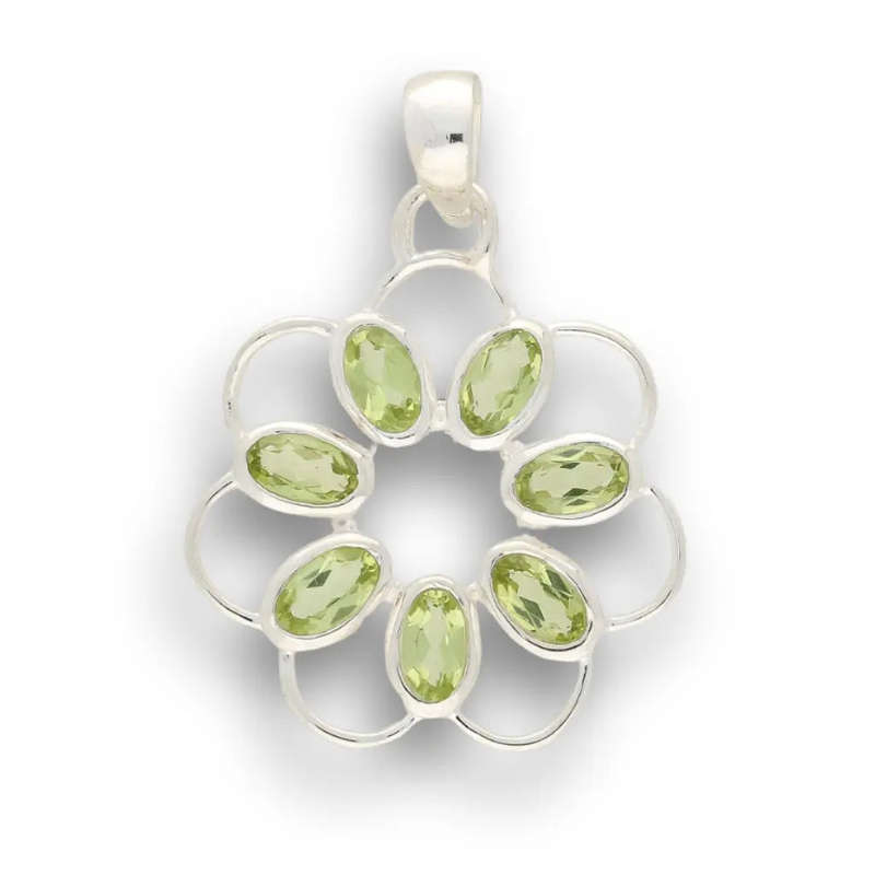 Ethereal Peridot Flower in Sterling Silver