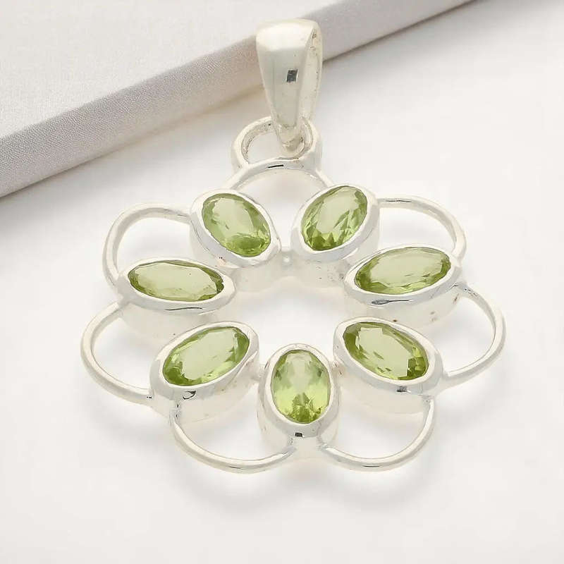 Ethereal Peridot Flower in Sterling Silver