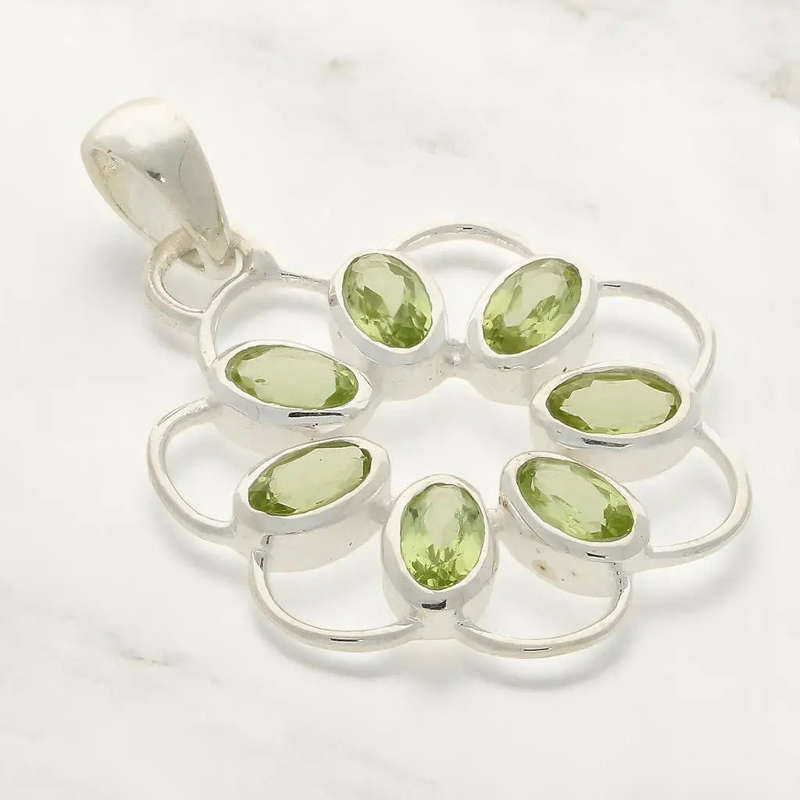 Ethereal Peridot Flower in Sterling Silver
