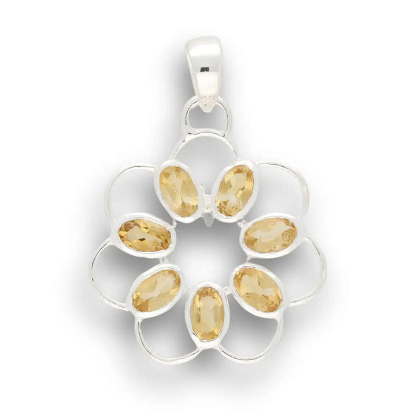 Sunny Citrine Flower in Sterling Silver
