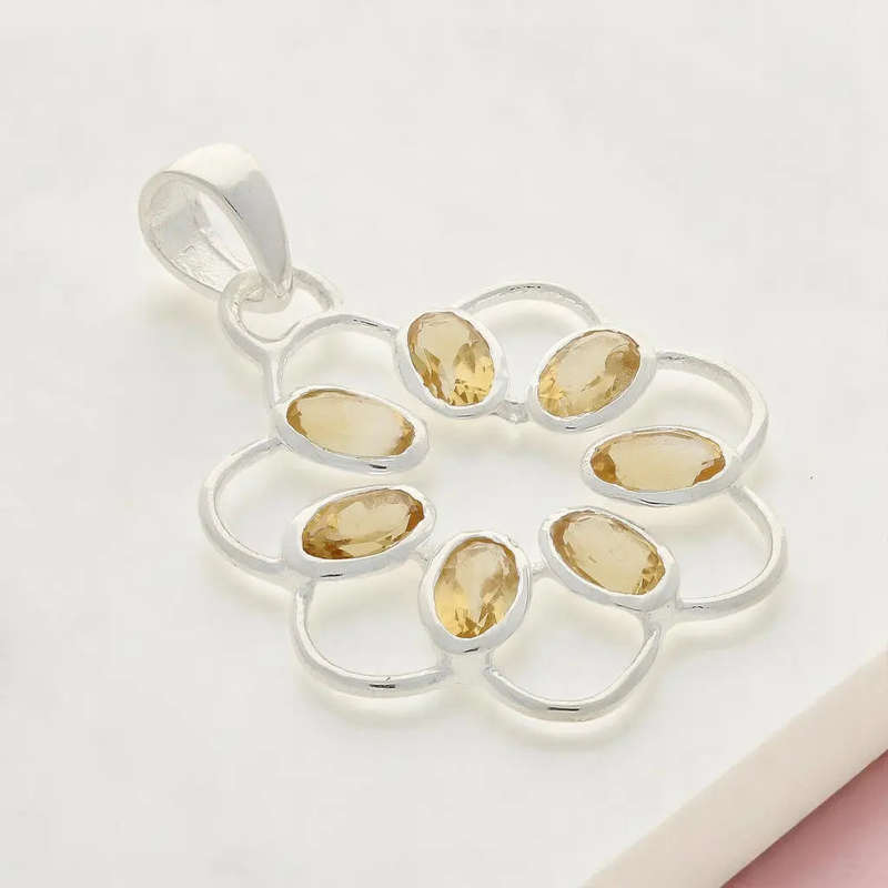 Sunny Citrine Flower in Sterling Silver