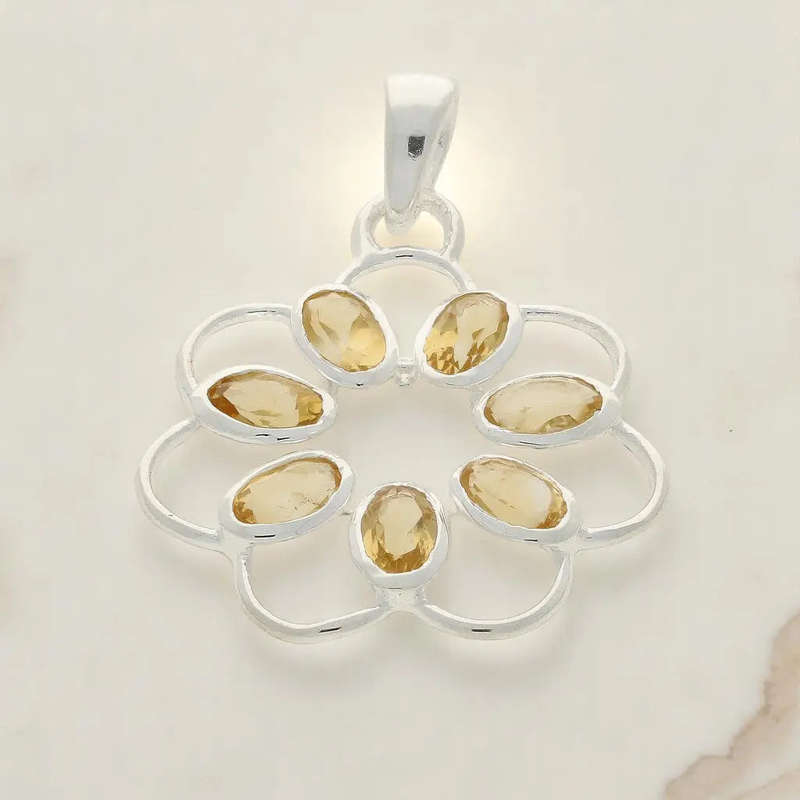 Sunny Citrine Flower in Sterling Silver