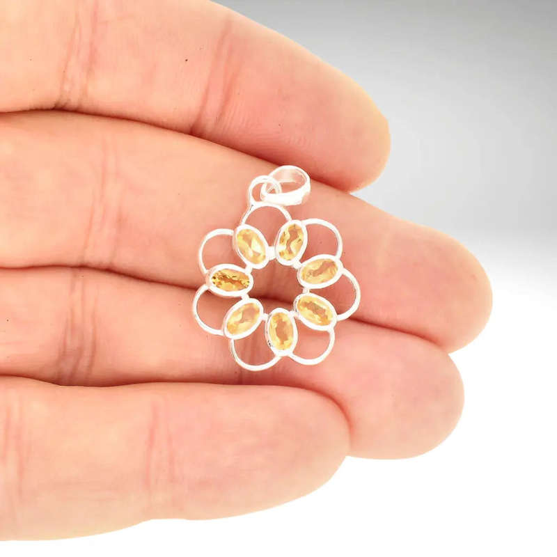 Sunny Citrine Flower in Sterling Silver