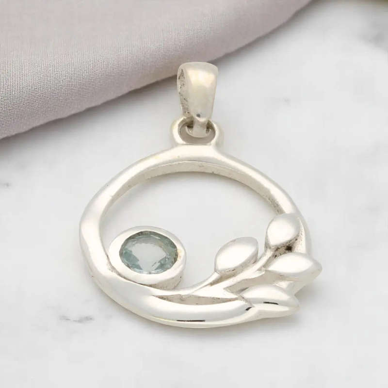 Delicate Blue Topaz Sterling Silver Pendant