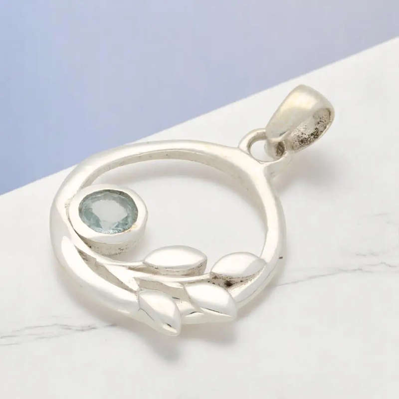 Delicate Blue Topaz Sterling Silver Pendant