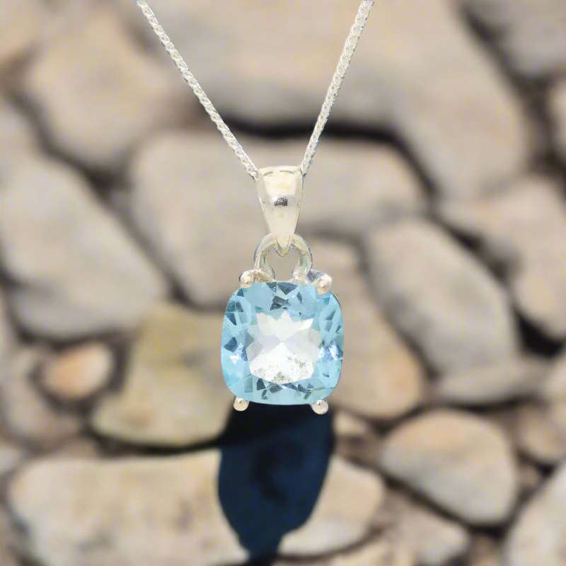 Blue Topaz in Sterling Silver - The Serenity Pendant