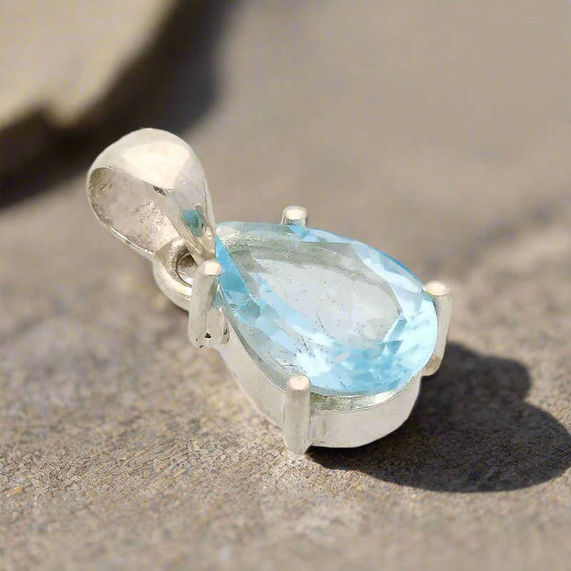 Blue Topaz Statement Pendant - A Drop of Heaven