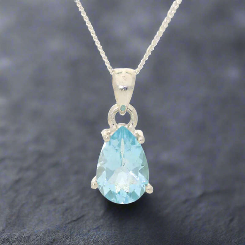 Blue Topaz Statement Pendant - A Drop of Heaven