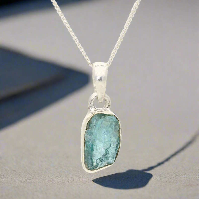Clear Vision  Rough Blue Topaz Pendant