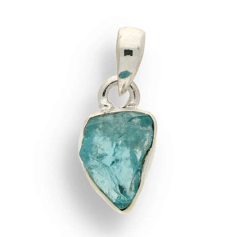 Clear Vision  Rough Blue Topaz Pendant