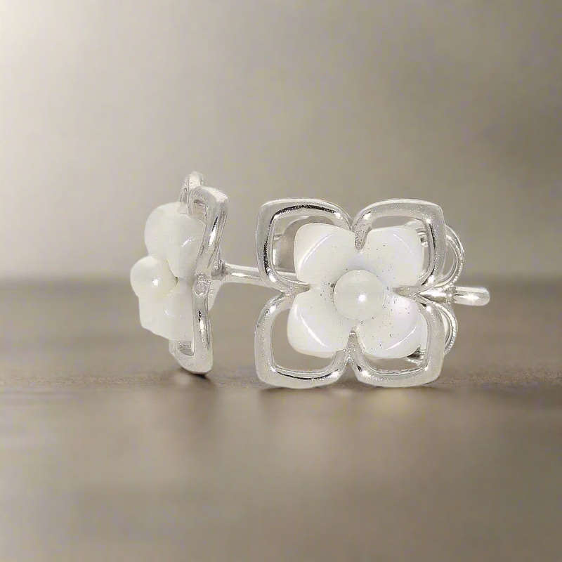 Petal Glow: Mother of Pearl Silver Studs