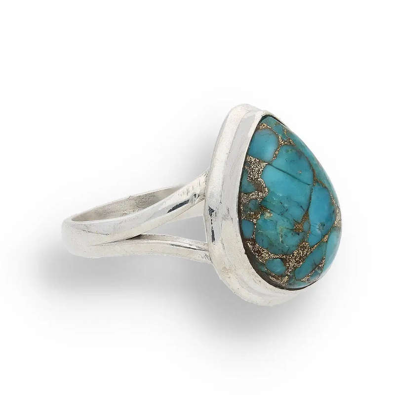Bohemian Beauty Teardrop Copper Turquoise Ring
