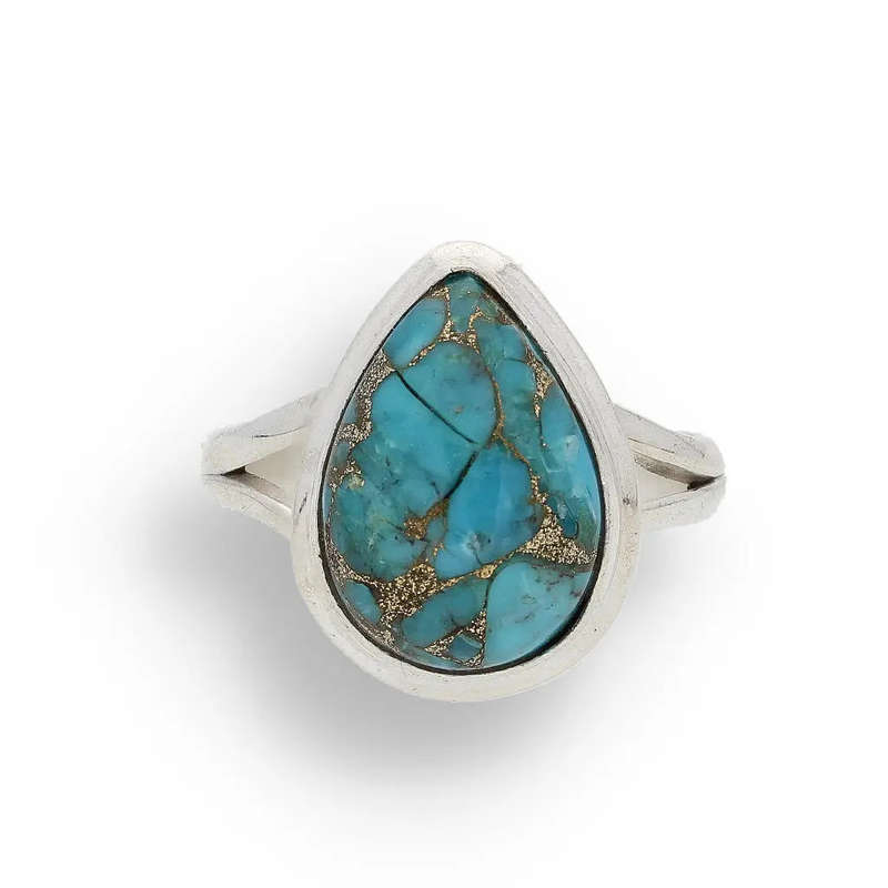 Bohemian Beauty Teardrop Copper Turquoise Ring