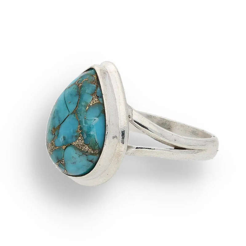 Bohemian Beauty Teardrop Copper Turquoise Ring