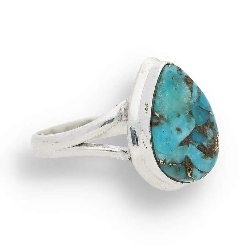 Bohemian Beauty Teardrop Copper Turquoise Ring