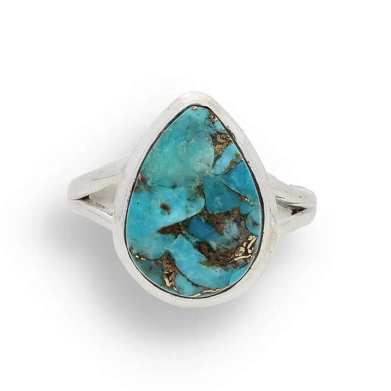 Bohemian Beauty Teardrop Copper Turquoise Ring