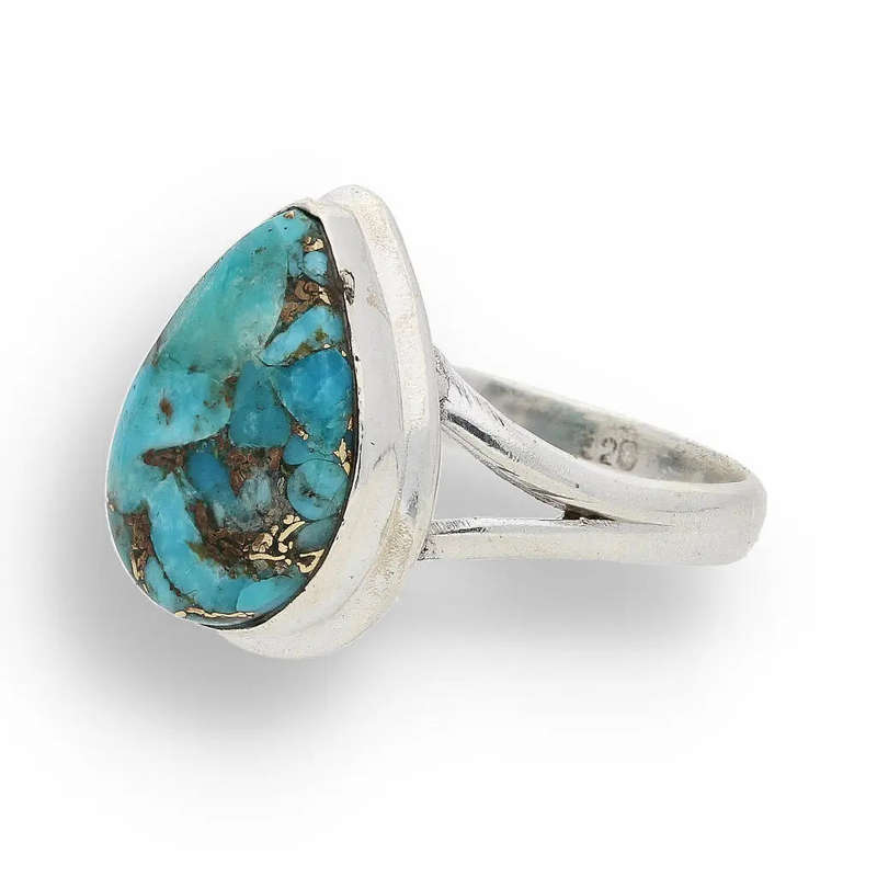 Bohemian Beauty Teardrop Copper Turquoise Ring