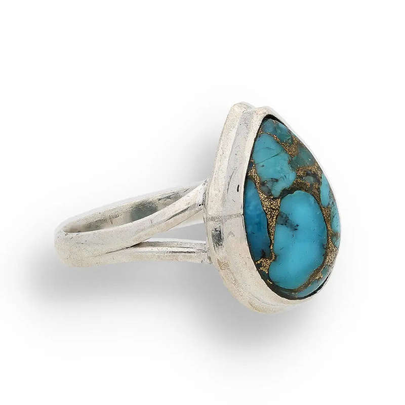 Bohemian Beauty Teardrop Copper Turquoise Ring