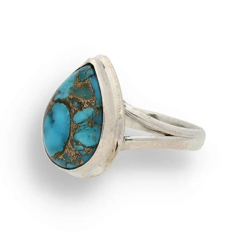 Bohemian Beauty Teardrop Copper Turquoise Ring