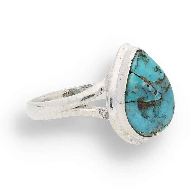 Bohemian Beauty Teardrop Copper Turquoise Ring