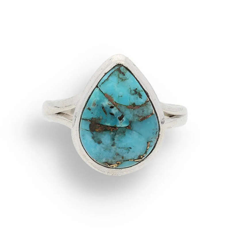 Bohemian Beauty Teardrop Copper Turquoise Ring