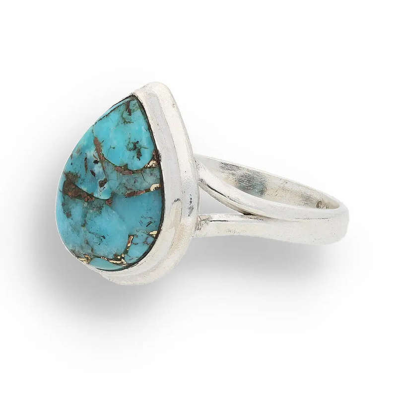 Bohemian Beauty Teardrop Copper Turquoise Ring