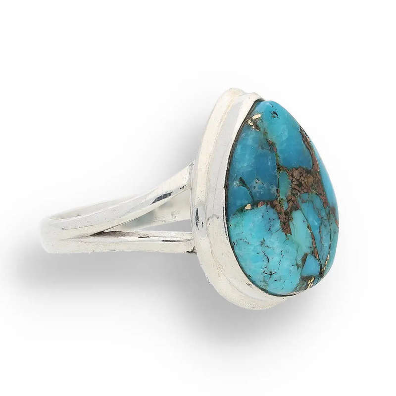 Bohemian Beauty Teardrop Copper Turquoise Ring
